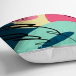 - 7884 - Realhomes Renkli Zemin Üzerinde Soyut Çizimli Modern Geometrik Desen Yastık Kırlent Kılıfı Realhomes