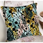 - 7888 - Realhomes  Beyaz Zemin Üzerinde Pastel Rengarenk Çiçek Desenli Modern Yastık Kırlent Kılıfı Realhomes