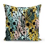 - 7888 - Realhomes  Beyaz Zemin Üzerinde Pastel Rengarenk Çiçek Desenli Modern Yastık Kırlent Kılıfı Realhomes