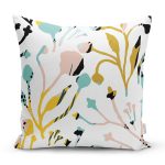 Beyaz Zemin Üzerinde Pastel Rengarenk Çiçek Desenli Modern Yastık Kırlent Kılıfı Realhomes