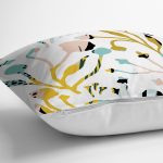 Beyaz Zemin Üzerinde Pastel Rengarenk Çiçek Desenli Modern Yastık Kırlent Kılıfı Realhomes