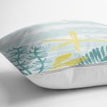 - 7894 - Realhomes Beyaz Zemin Üzerinde Renkli Soyut Çizimli Yaprak Desenli Yastık Kırlent Kılıfı Realhomes