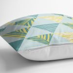 - 7898 - Realhomes Renkli Zemin Üzerinde Geometrik Desenli Palmiyeler Modern Yastık Kırlent Kılıfı Realhomes