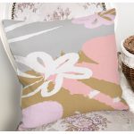 Rengarenk Zemin Üzerinde Soyut Çizimli Çiçek Desenli Modern Yastık Kırlent Kılıfı Realhomes