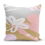 Rengarenk Zemin Üzerinde Soyut Çizimli Çiçek Desenli Modern Yastık Kırlent Kılıfı Realhomes