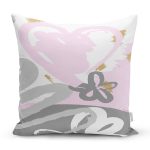 Renkli Zemin Üzerinde Soyut Çizimli Kalp Desenli Modern Yastık Kırlent Kılıfı Realhomes