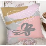 Renkli Zemin Üzerinde Soyut Çizimli Kalp Desenli Modern Yastık Kırlent Kılıfı Realhomes