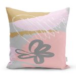 Renkli Zemin Üzerinde Soyut Çizimli Kalp Desenli Modern Yastık Kırlent Kılıfı Realhomes