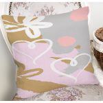 Renkli Zemin Üzerinde Soyut Çizimli Kalp Desenli Modern Yastık Kırlent Kılıfı Realhomes