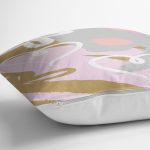 Renkli Zemin Üzerinde Soyut Çizimli Kalp Desenli Modern Yastık Kırlent Kılıfı Realhomes