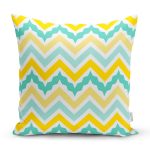 - 7906 - Realhomes Beyaz Zemin Üzerinde Renkli Geometrik Desenli Dijital Baskılı Modern Yastık Kılıfı Realhomes