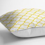 - 7907 - Realhomes Beyaz Zeminli Gold Detaylı Ogea Dijital Baskılı Modern Yastık Kırlent Kılıfı Realhomes