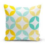 - 7908 - Realhomes Beyaz Zemin Üzerinde Renkli Geometrik Desenli Dijital Baskılı Modern Yastık Kılıfı Realhomes