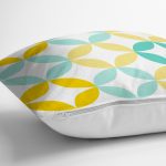 - 7908 - Realhomes Beyaz Zemin Üzerinde Renkli Geometrik Desenli Dijital Baskılı Modern Yastık Kılıfı Realhomes