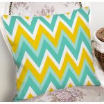 Renkli Zemin Üzerinde Geometrik Zigzag Desenli Modern Yastık Kırlent Kılıfı Realhomes