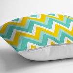 Renkli Zemin Üzerinde Geometrik Zigzag Desenli Modern Yastık Kırlent Kılıfı Realhomes