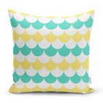 Beyaz Zemin Üzerinde Renkli Geometrik Desenli Dijital Baskılı Modern Yastık Kılıfı Realhomes