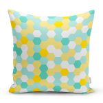 - 7911 - Realhomes Beyaz Zemin Üzerinde Renkli Geometrik Desenli Dijital Baskılı Modern Yastık Kılıfı Realhomes