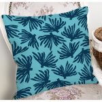 - 7913 - Realhomes Renkli Zemin Üzerinde Yaprak Desenli Dijital Baskılı Modern Yastık Kırlent Kılıfı Realhomes