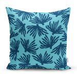 - 7913 - Realhomes Renkli Zemin Üzerinde Yaprak Desenli Dijital Baskılı Modern Yastık Kırlent Kılıfı Realhomes