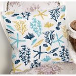- 7917 - Realhomes Beyaz Zemin Üzerinde Renkli Deniz Motifli Yastık Kırlent Kılıfı Realhomes