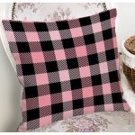 Renkli Pastel Zemin Üzerinde Siyah Ekose Desenli Modern Yastık Kırlent Kılıfı Realhomes