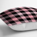 Renkli Pastel Zemin Üzerinde Siyah Ekose Desenli Modern Yastık Kırlent Kılıfı Realhomes