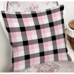 Beyaz Zeminli Siyah Ekose Desenli Dijital Baskılı Modern Yastık Kırlent Kılıfı Realhomes