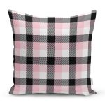 Beyaz Zeminli Siyah Ekose Desenli Dijital Baskılı Modern Yastık Kırlent Kılıfı Realhomes