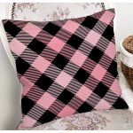 Renkli Pastel Zemin Üzerinde Siyah Ekose Desenli Modern Yastık Kırlent Kılıfı Realhomes
