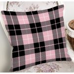 - 7927 - Realhomes  Renkli Pastel Zemin Üzerinde Siyah Ekose Desenli Modern Yastık Kırlent Kılıfı Realhomes