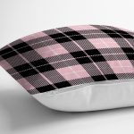 - 7927 - Realhomes  Renkli Pastel Zemin Üzerinde Siyah Ekose Desenli Modern Yastık Kırlent Kılıfı Realhomes