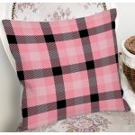 Renkli Pastel Zemin Üzerinde Siyah Ekose Desenli Modern Yastık Kırlent Kılıfı Realhomes