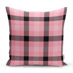 Renkli Pastel Zemin Üzerinde Siyah Ekose Desenli Modern Yastık Kırlent Kılıfı Realhomes