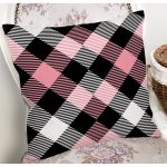 Renkli Pastel Zemin Üzerinde Siyah Ekose Desenli Modern Yastık Kırlent Kılıfı Realhomes