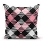 Renkli Pastel Zemin Üzerinde Siyah Ekose Desenli Modern Yastık Kırlent Kılıfı Realhomes