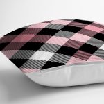 Renkli Pastel Zemin Üzerinde Siyah Ekose Desenli Modern Yastık Kırlent Kılıfı Realhomes