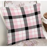 - 7930 - Realhomes Renkli Pastel Zemin Üzerinde Siyah Ekose Desenli Modern Yastık Kırlent Kılıfı Realhomes