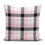- 7930 - Realhomes Renkli Pastel Zemin Üzerinde Siyah Ekose Desenli Modern Yastık Kırlent Kılıfı Realhomes