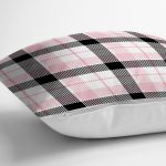 - 7930 - Realhomes Renkli Pastel Zemin Üzerinde Siyah Ekose Desenli Modern Yastık Kırlent Kılıfı Realhomes