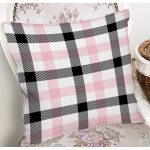 Renkli Pastel Zemin Üzerinde Siyah Ekose Desenli Modern Yastık Kırlent Kılıfı Realhomes