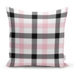 Renkli Pastel Zemin Üzerinde Siyah Ekose Desenli Modern Yastık Kırlent Kılıfı Realhomes