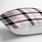 Renkli Pastel Zemin Üzerinde Siyah Ekose Desenli Modern Yastık Kırlent Kılıfı Realhomes