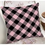 Renkli Pastel Zemin Üzerinde Siyah Ekose Desenli Modern Yastık Kırlent Kılıfı Realhomes