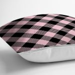 Renkli Pastel Zemin Üzerinde Siyah Ekose Desenli Modern Yastık Kırlent Kılıfı Realhomes