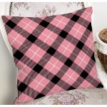 Renkli Pastel Zemin Üzerinde Siyah Ekose Desenli Modern Yastık Kırlent Kılıfı Realhomes