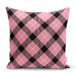 Renkli Pastel Zemin Üzerinde Siyah Ekose Desenli Modern Yastık Kırlent Kılıfı Realhomes