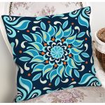 Renkli Zemin Üzerinde Çini Desenli Dijital Baskılı Modern Yastık Kırlent Kılıfı Realhomes