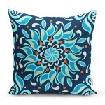 Renkli Zemin Üzerinde Çini Desenli Dijital Baskılı Modern Yastık Kırlent Kılıfı Realhomes