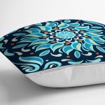 Renkli Zemin Üzerinde Çini Desenli Dijital Baskılı Modern Yastık Kırlent Kılıfı Realhomes